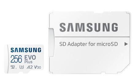 КАРТА ПАМЯТИ SAMSUNG EVO PLUS MICROSDXC 256 ГБ CLASS 10, V30, A2, UHS-I U3, R 130 МБ/С, АДАПТЕР НА SD