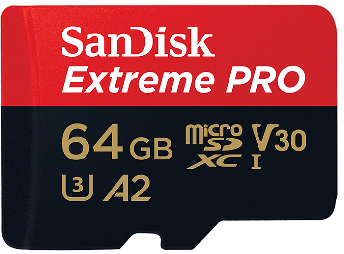 Карта памяти micro SDXC 64Gb Sandisk Extreme Pro UHS-I U3 V30 A2 + ADP (170/90 MB/s)